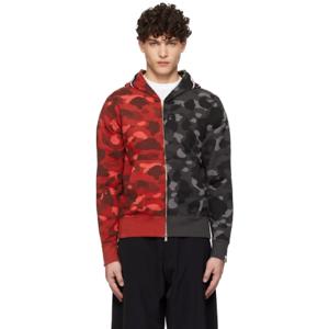 25 SS BAPE 남성 레드   블랙 컬러 카모 세퍼레이트 샤크 집업 후디 242546M202026