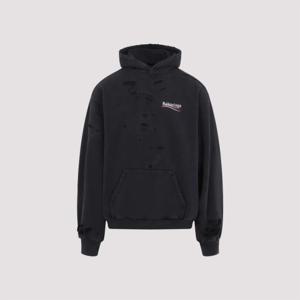발렌시아가 후드 티셔츠 818557 TRVP9 9756 FW BLACK WASHED BLC