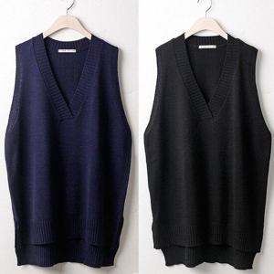 [시드마켓]브이 언발 박시 니트 조끼 312w120S 빅사이즈 501