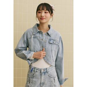 [에고이스트] ER2ODZ01 [BLUE LABEL] 스트링 장식 크롭 데님 자켓