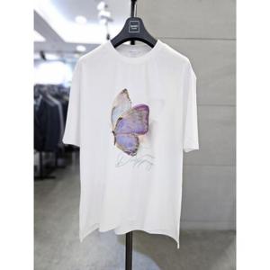 바쏘옴므 세이브존03 바쏘옴므 화이트 버터플라이 프린팅레터링 반팔 티셔츠 WSAGY2KR53AWHA