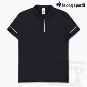 [르꼬끄 스포르티브]르꼬끄 레귤러핏 AGA 유니 트리코트 카라 반팔티 QP223GTS45 BLK