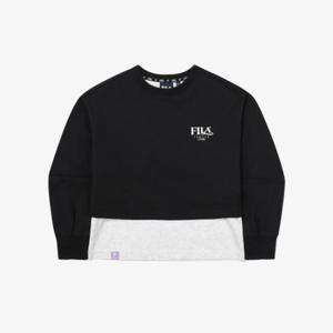 [휠라키즈]Girls 뒷절개 크롭 맨투맨 (FK2POG1303F_BLK) .