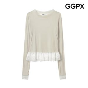GGPX  프릴 캉캉 배색 티셔츠 (GP4TS008F)