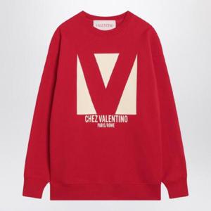 VALENTINO Red sweatshirt with Chez  print 6B3MF24F960/Q_VALE-R9B