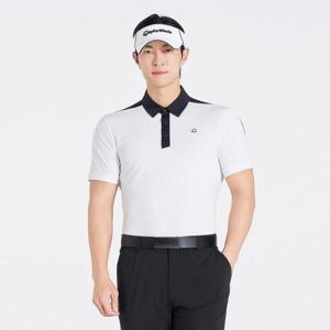 테일러메이드 (TMTYO2341_100) 남성 등판 메쉬 배색 카라 반팔 티셔츠