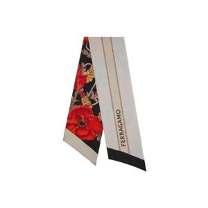 페라가모 포피스 프린트 실크 방도 블랙 베이지 320839-771395