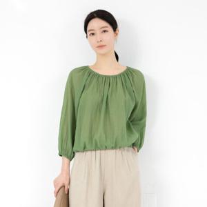 [모슬린]엄마옷 라운드 밴드 볼륨 블라우스 BL502337 마담/미시