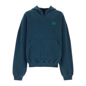 발렌시아가 블루 코튼 릴렉스 핏 후드티셔츠 827939TSVC6 5002