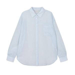 플라스틱아일랜드  오버핏 스트라이프 블라우스 (PR2WB561)