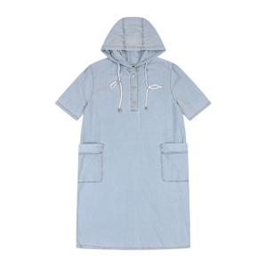 [반에이크]후드롱 데님 원피스_VB38DOU202Z