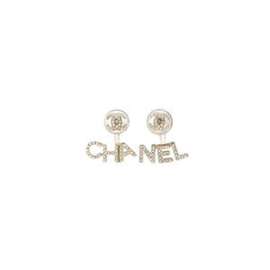 샤넬 이어링 메탈 펄리 스트라스   골드 펄리 화이트 크리스탈 AB6484-B06148-ND176