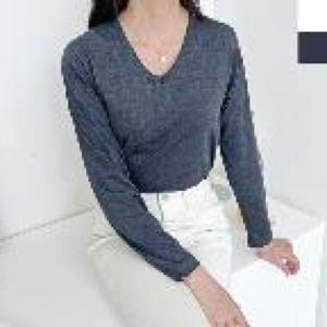 아트박스/오너클랜 국내생산 여성 기본 브이넥 긴팔티 (W04F10F)