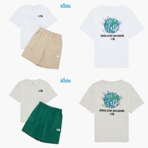 노스페이스 키즈 NT7UR20 익스프로러 크루 반팔 세트