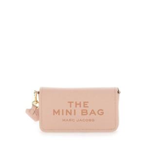 MARC JACOBS & 39 The Mini Bag& 39  해머드 레더 여성 로고 디테일의 핑크 크로스바디 백 2S4SMN080S02624