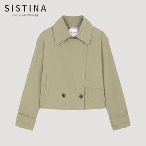 [SISTINA] 인기 원플랩 크롭 트렌치코트_AWWBYO11060_KH