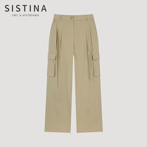[SISTINA] 인기 코튼 투턱 카고 팬츠_AWWSLO21120_BE