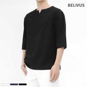 [빌리버스] 남성 티셔츠 7부 여름 기본 무지티 BCM024