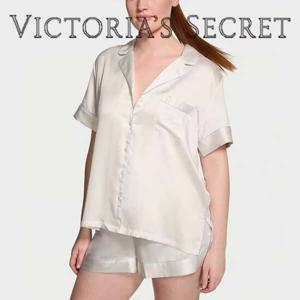 [국내/XS]빅토리아시크릿 잠옷 프린트 실키 새틴 반팔 파자마 2PCS 69TQ 11172758