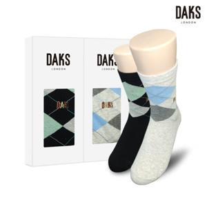 [닥스(양말)]숙녀양말 2족 선물세트 면중목 큰다이아 24908