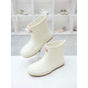 [코디엘루]로키 배색 라운드 숏 레인부츠 4cm CDMD57001