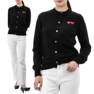 24FW 꼼데가르송 더블 하트 와펜 가디건 AXN057 BLACK