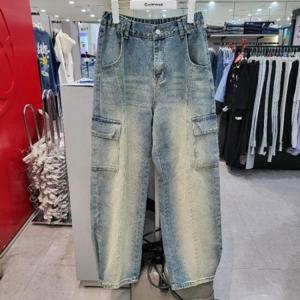 에어워크주니어 sh06 롱기장 세미와이드핏 카고 워싱 진 데님팬츠 R247M3111Y