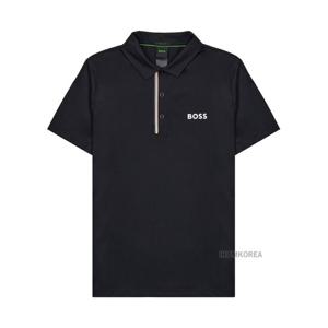 [휴고보스] SS25 남성 지퍼 자수 로고 티셔츠 50530773 001