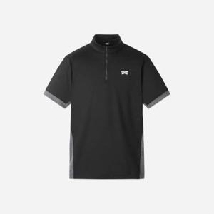 PXG골프반팔티 TQK PIMPM3231-21 피엑스지 썸머 컬러 블록 하프 집업 티셔츠 블랙