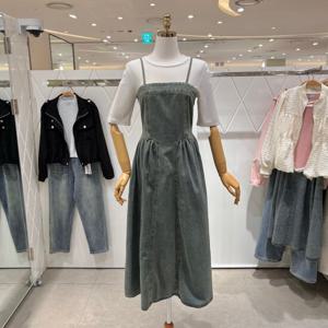[밸리걸] 백 스모크밴딩 데님 원피스 223860
