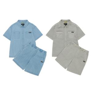 내셔널지오그래픽키즈 K252USH+UHP030 남여공용 데일리 베스트템 선물용 데님 반팔셔츠+5부 반바지 세트