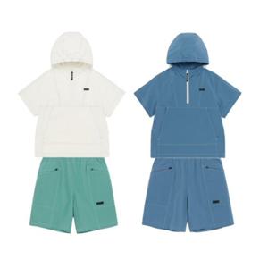 내셔널지오그래픽키즈 K252UAN+UHP220 남여공용 베스트템 아델리 경량 우븐 반팔 아노락+5부 반바지 세트