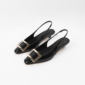 [신난다슈] 여성 슬링백힐 3cm 밴딩 슬링백 샌들 펌프스 구두 발편한 낮은굽 AG257813 블랙