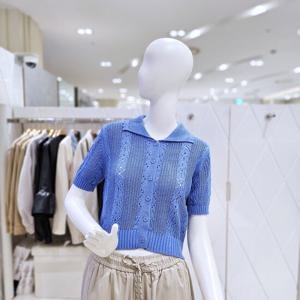 [밸리걸] 카라넥 펀칭 크롭 반팔 니트 가디건 129980