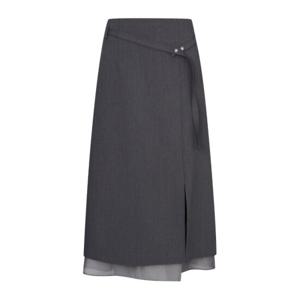 [르샵]25l2l11wsk810밸트 밑단 쉬폰배색 롱 스커트