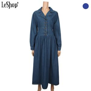 [르샵] 백 밴딩 카라 데님 맥시 원피스 (BN1OP029A)