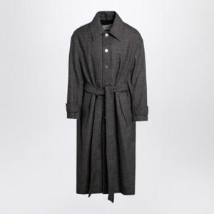 AMI PARIS 울 블렌드 소재의 브라운 벨트 코트 HCO414WV0056/XH_AMI-2004