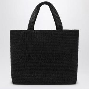 SAINT LAURENT 로고가 있는 블랙 라피아 토트백 776763GAAEL/XG_YSL-1000