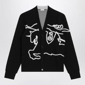 BURBERRY Black/white chalk cardigan with EKD 8095515159629/XH_BURBE-C1268