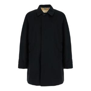 BURBERRY 개버딘 맨 소재의 히든 클로저 디테일 블랙 싱글 브레스티드 트렌치코트 8079392A1189