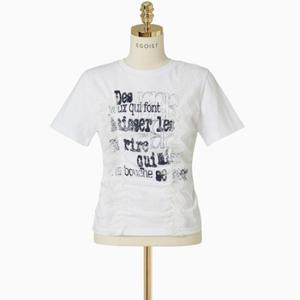 [에고이스트] [BLUE LABEL] 레이스 패치 그래픽 반팔티셔츠 ER2OTH08