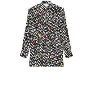 BOTTEGA VENETA 올오버 카 프린팅 크레이프 실크 셔츠 207848