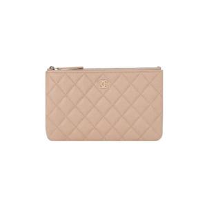 샤넬 클래식 스몰 그레인드 샤이니 카프스킨   골드 메탈 라이트 베이지 AP1071-B10583-NN269