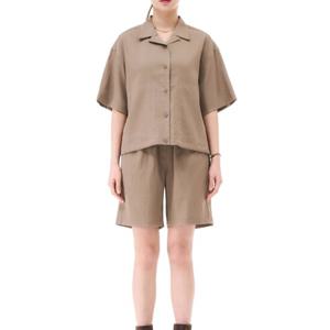 [체이스컬트]여성 린넨 라이크 오픈 카라 반팔 셔츠EBRG5572D08