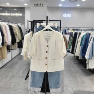 [ab.f.z]AFZ2HJ08/브이넥 단추 포인트 여름 숏 자켓
