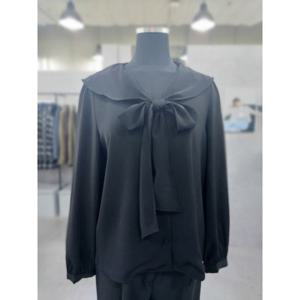 [에이비에프지]블랙 세일러 타이카라넥 캐주얼 시폰 블라우스 LFAFX3HB34I-BK