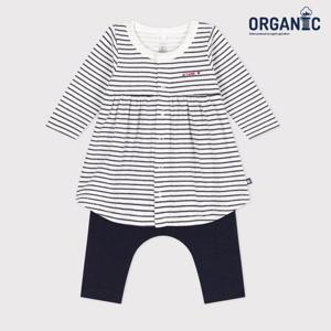 [쁘띠바또]쁘띠바또 베이비 오가닉  스트라이프 드레스 세트 (NTY41NS28F_DN)