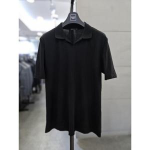 바쏘옴므 세이브존03 바쏘옴므 남자 여름 블랙 슬릿넥 카라 반팔 티셔츠 WSAGZ2GK01A