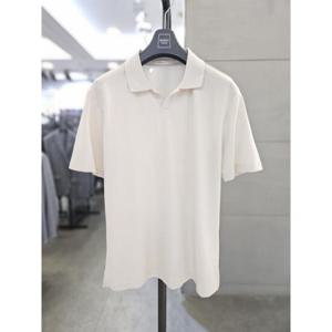 바쏘옴므 세이브존03 바쏘옴므 남자 여름 베이지 슬릿넥 카라 반팔 티셔츠 WSAGZ2GK04A