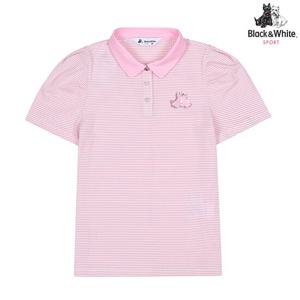 [블랙앤화이트] 여성 시어서커 퍼프 소매 반팔 티셔츠 9635LZSP_PINK